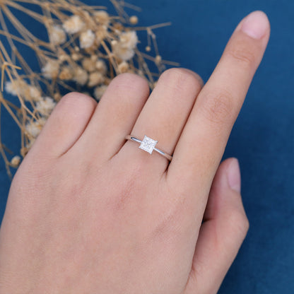 0.64 CT Princess Solitaire Lab Grown Diamond Engagement Ring