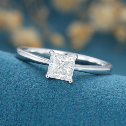 0.64 CT Princess Solitaire Lab Grown Diamond Engagement Ring