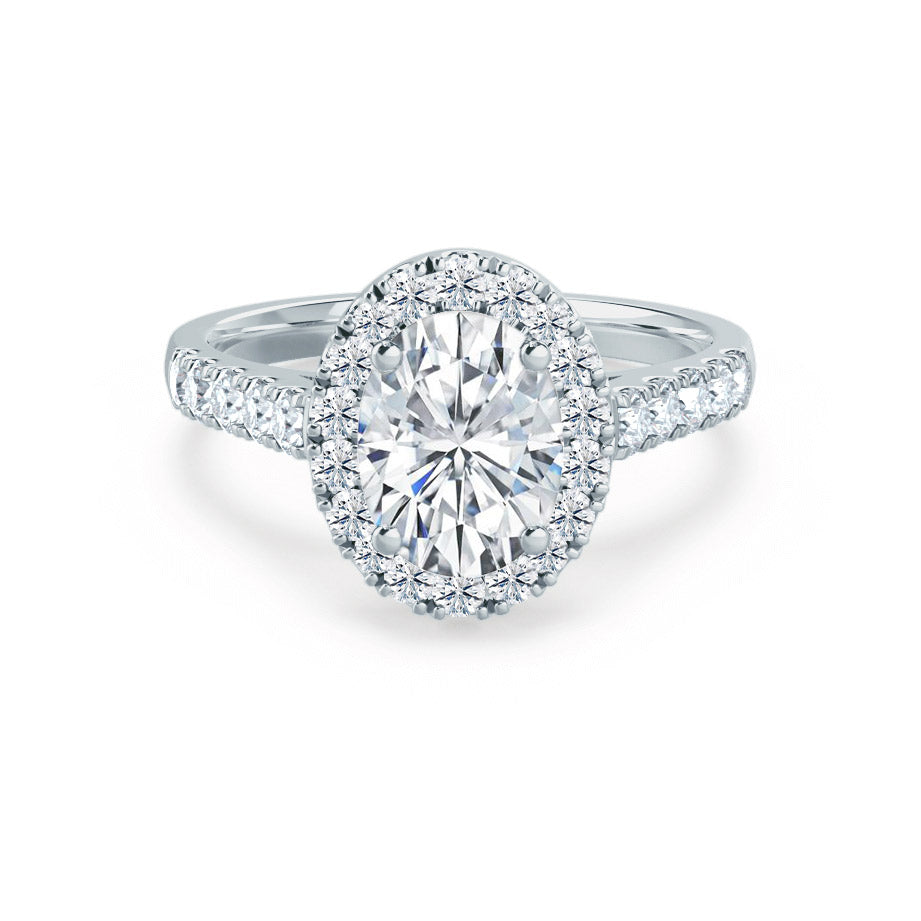 1.5 CT Oval Halo & Pave Lab Grown Diamond Engagement Ring