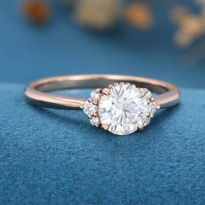 0.68 CT Round Cluster Lab Grown Diamond Engagement Ring