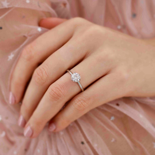 1.5 CT Round Pave Lab Grown Diamond Engagement Ring