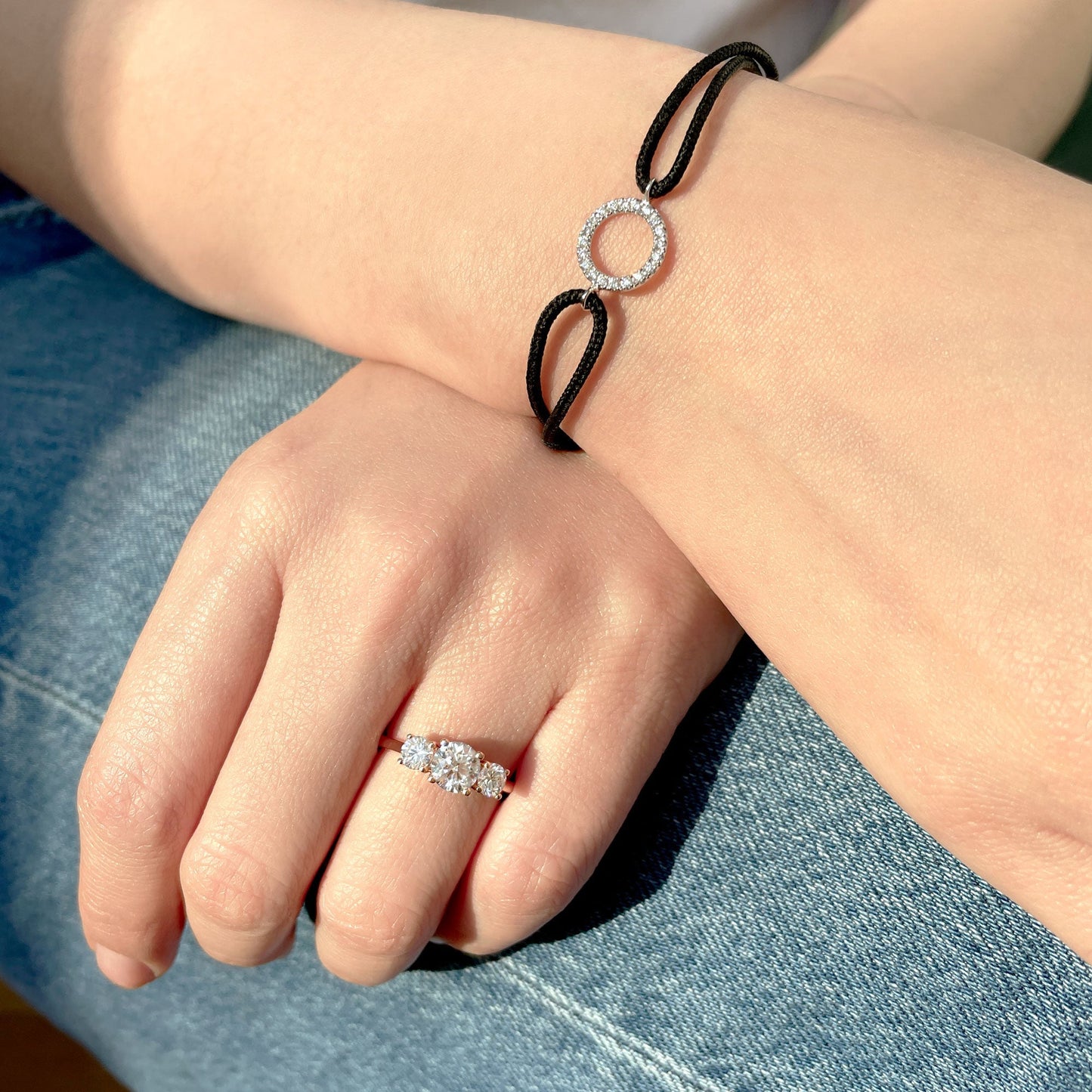 0.60 CT Round Three Stone Moissanite Engagement Ring