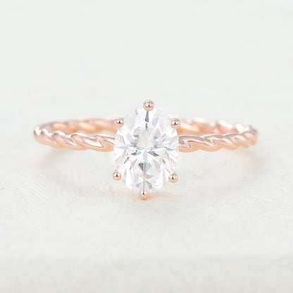 1.33 CT Oval Solitaire & Twisted Shank Moissanite Engagement Ring