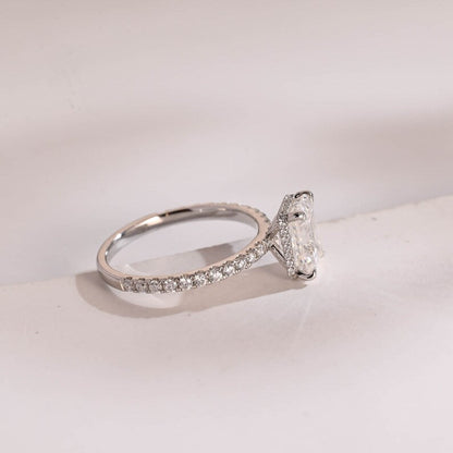 Stunning 1.0 - 2.0 CT Emerald Moissanite Engagement Ring With Hidden Halo & Pave Design 10