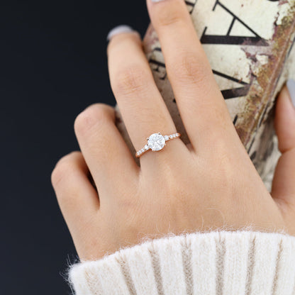0.88 CT Round Pave Lab-Grown Diamond Engagement Ring