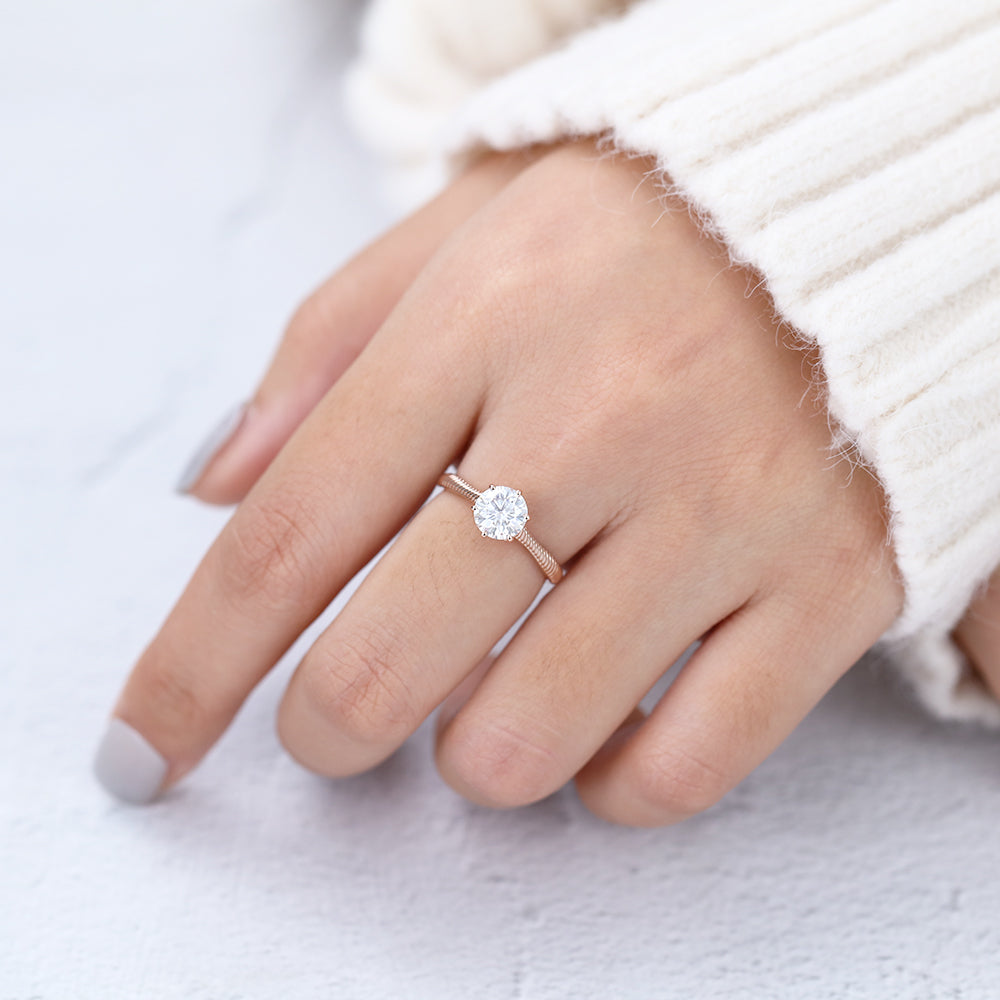 0.88 CT Round Solitaire Lab-Grown Diamond Engagement Ring