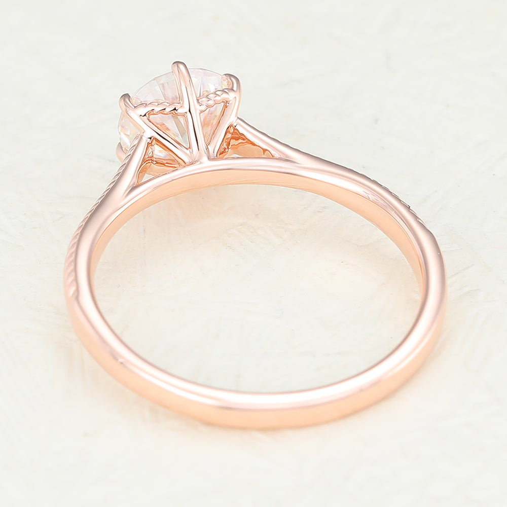 0.88 CT Round Solitaire Moissanite Engagement Ring