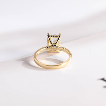 Stunning 1.5 - 2.5 CT Radiant Moissanite Engagement Ring with Pave & Hidden Halo Design 5