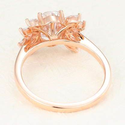 1.33 CT Oval Cluster Lab-Grown Diamond Engagement Ring