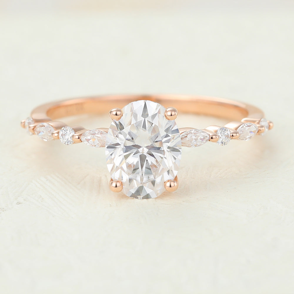 1.33 CT Oval Pave Lab-Grown Diamond Engagement Ring