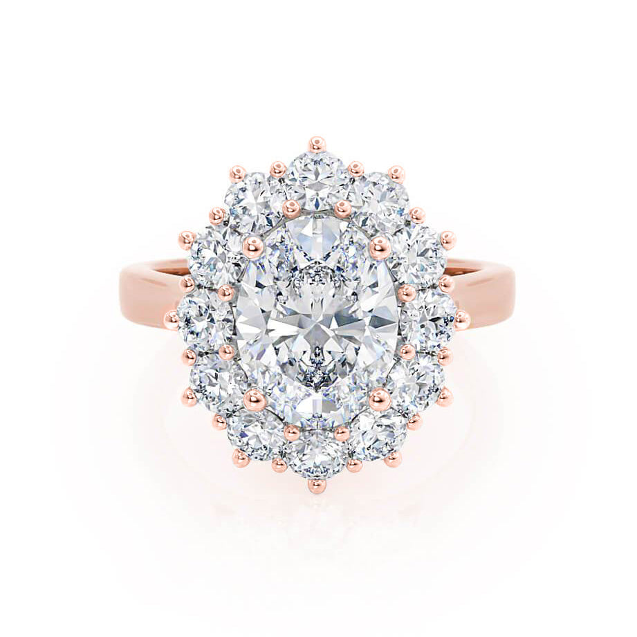 2.1 CT Oval Halo Lab Grown Diamond Engagement Ring