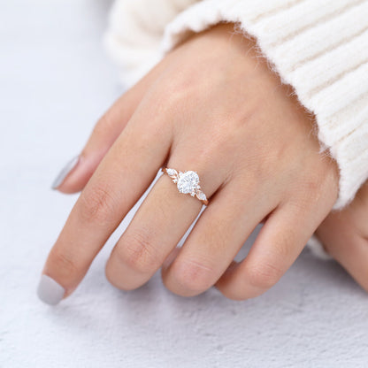 1.33 CT Oval Cluster Moissanite Engagement Ring