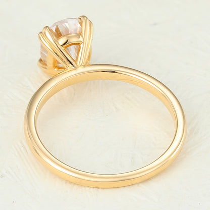 1.33 CT Oval Solitaire Moissanite Engagement Ring