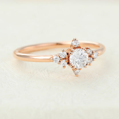 0.22 CT Round Cluster Lab-Grown Diamond Engagement Ring