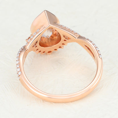 0.9 CT Pear Cluster & Bezel Lab-Grown Diamond Engagement Ring