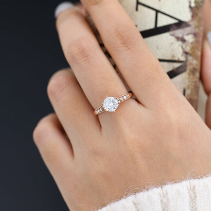 0.88 CT Round Pave Lab-Grown Diamond Engagement Ring