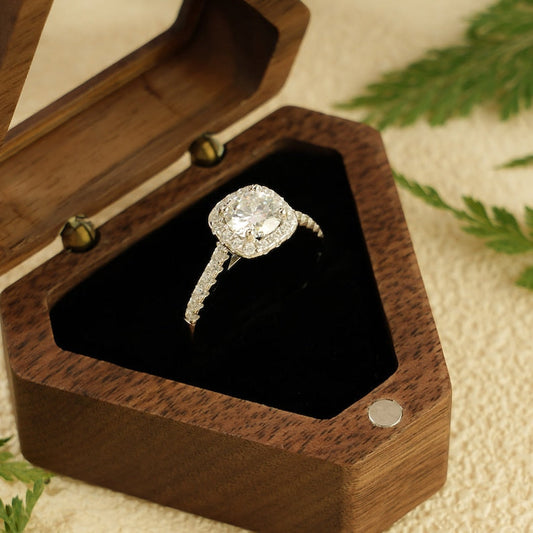 Stunning 1.0 - 2.0 CT Cushion Moissanite Engagement Ring With Halo Design 4