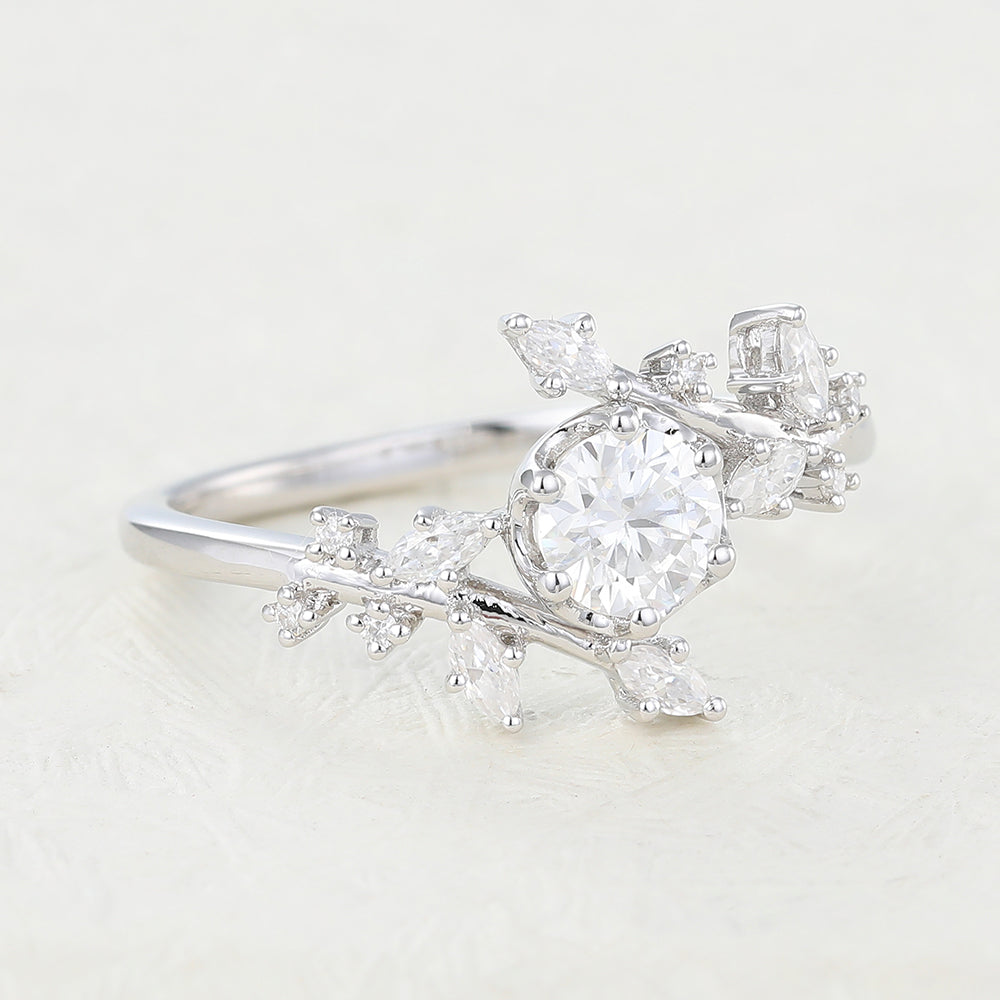 0.41 CT Round Cluster Lab-Grown Diamond Engagement Ring