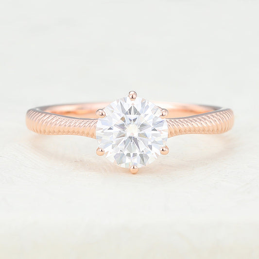 0.88 CT Round Solitaire Lab-Grown Diamond Engagement Ring